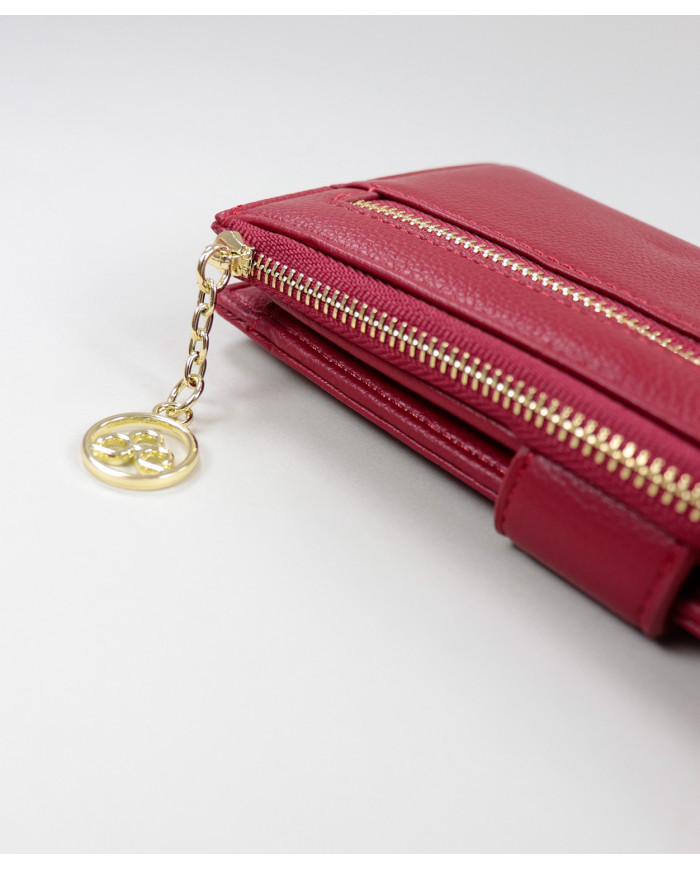 Señoras Red Wallet con Front Clasp