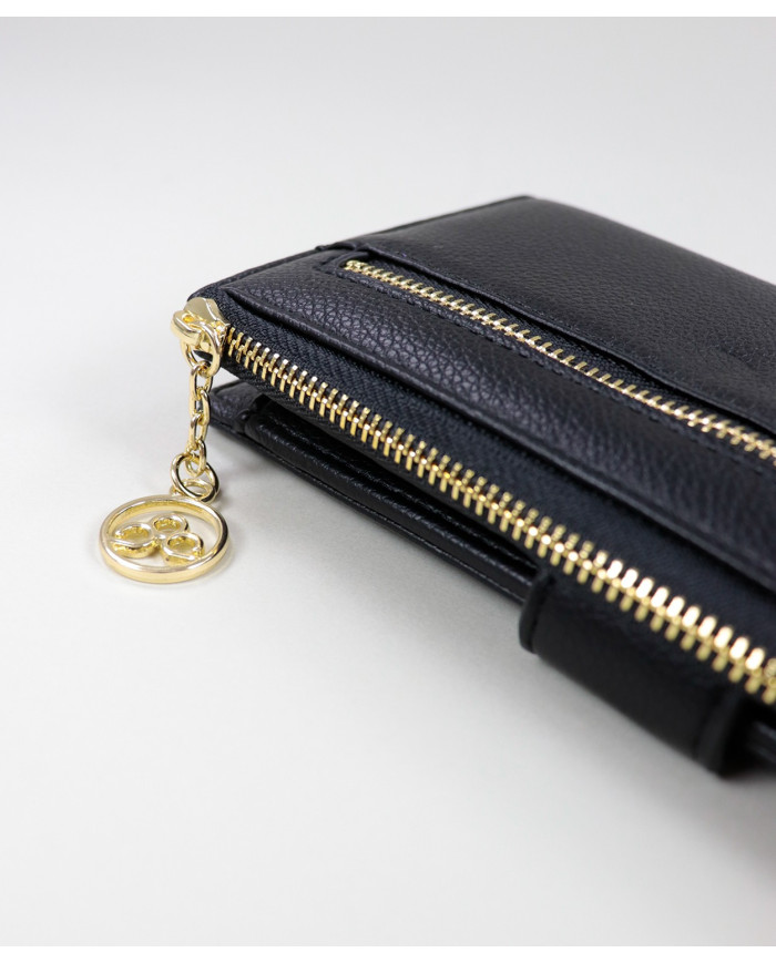 Cartera negra de mujeres con cierre frontal