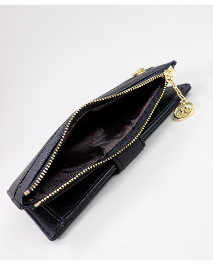 Cartera negra de mujeres con cierre frontal