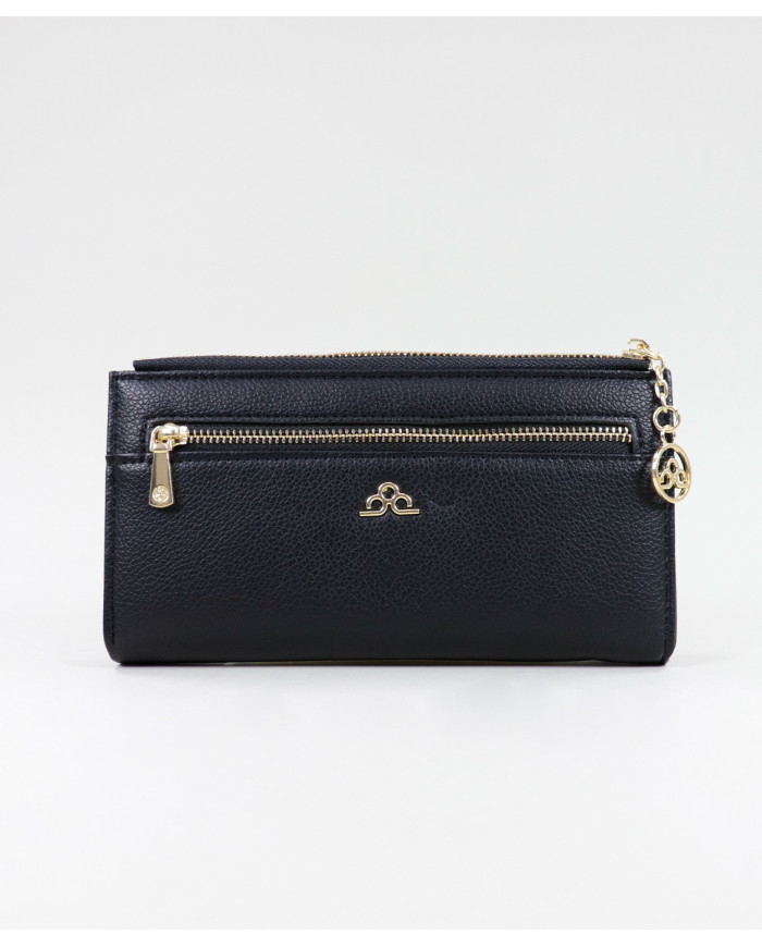 Women's Black Wallet with Front Clasp