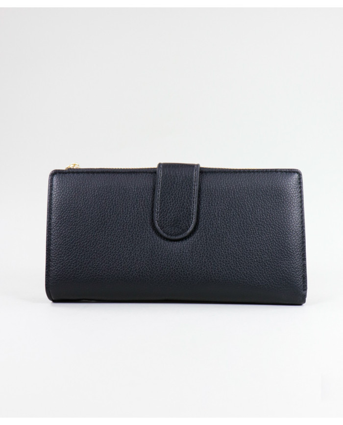 Carteira Preta de Senhora com Fecho Frontal