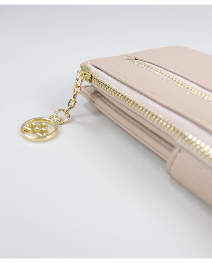 Wallet Lady Beige con cierre frontal