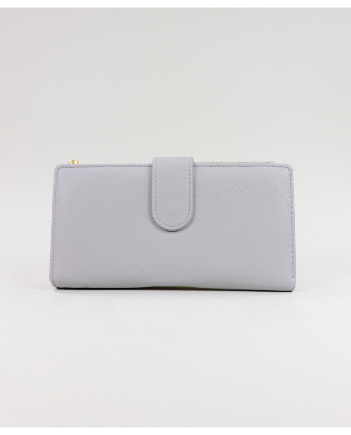 Wallet gris femenino con cierre frontal