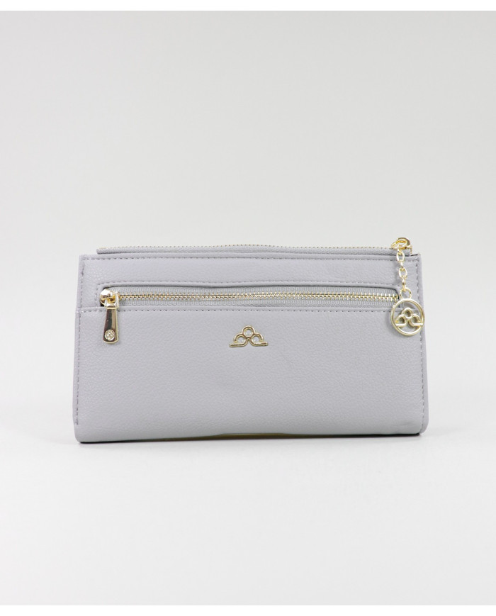 Wallet gris femenino con cierre frontal