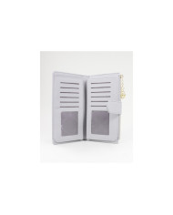 Wallet gris femenino con cierre frontal