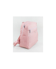 Mochila Rosa de Senhora com Padrão de Costuras