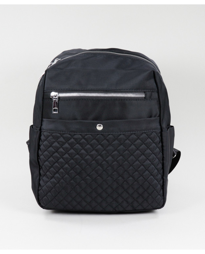 Damas Black Backpack con patrón de costura