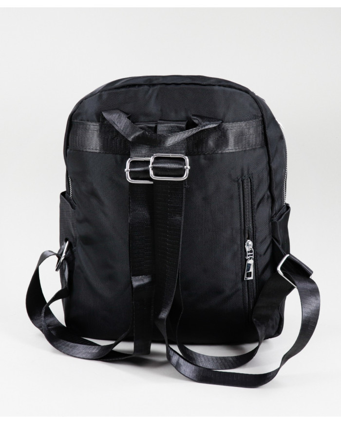 Damas Black Backpack con patrón de costura