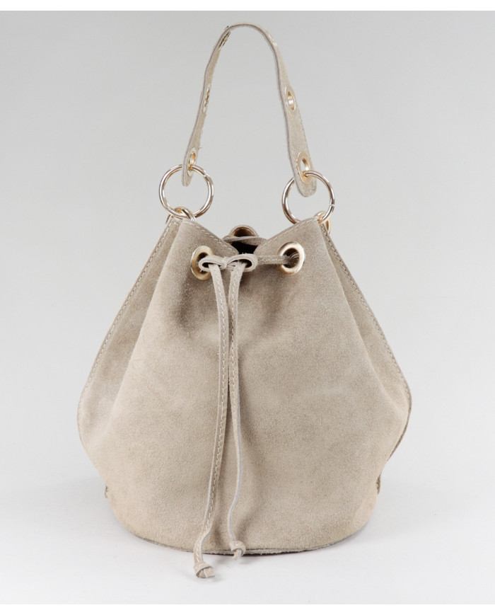 Redonda Bolso de bolsillo Taupe en piel