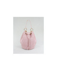 Pink Round Bucket Bag in Skin