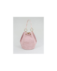 Pink Round Bucket Bag in Skin