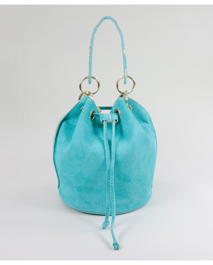 Bolso redondo turquesa en piel