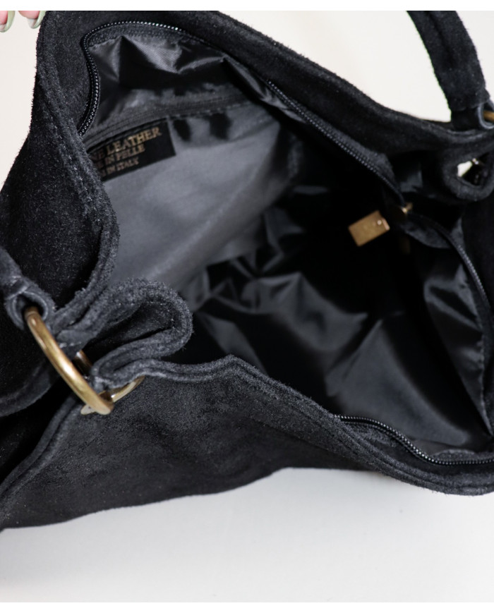 Ladies' Black Suitcase in Suede