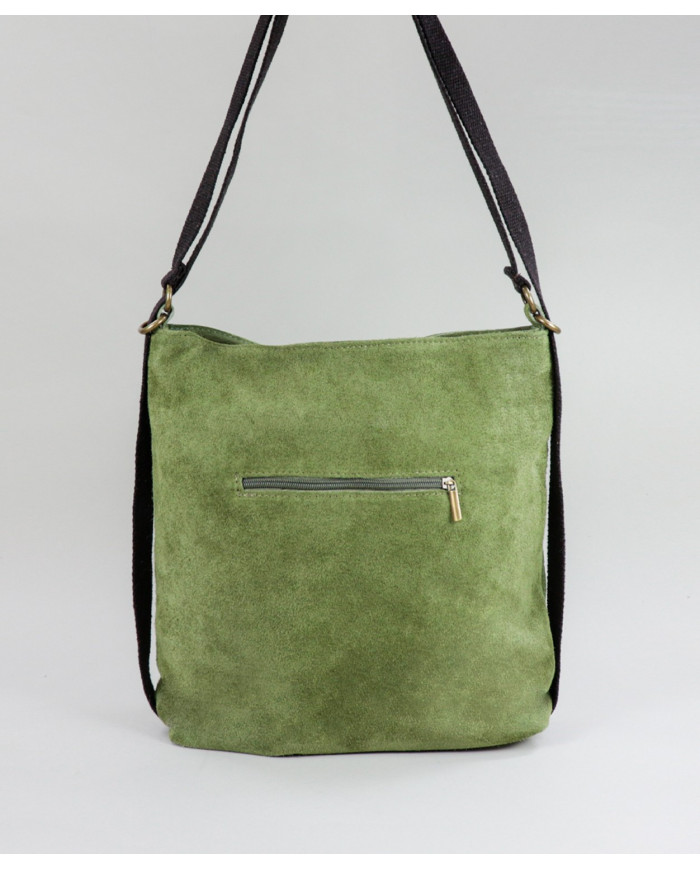 Mala verde en la piel convertible en mochila