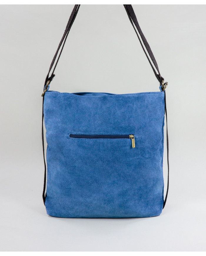 Mala Azul em Pele Convertível em Mochila