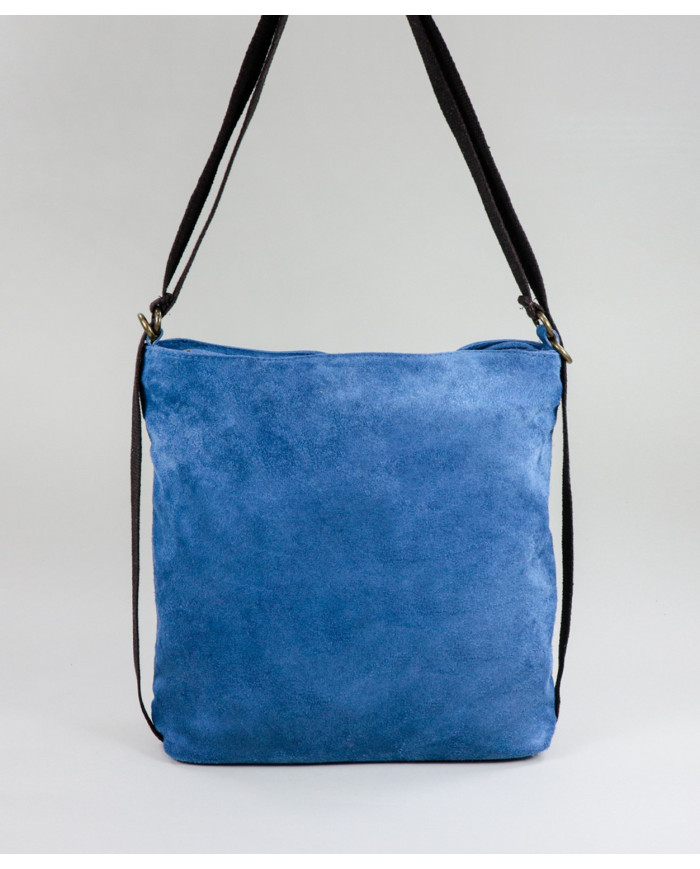 Mala Azul em Pele Convertível em Mochila