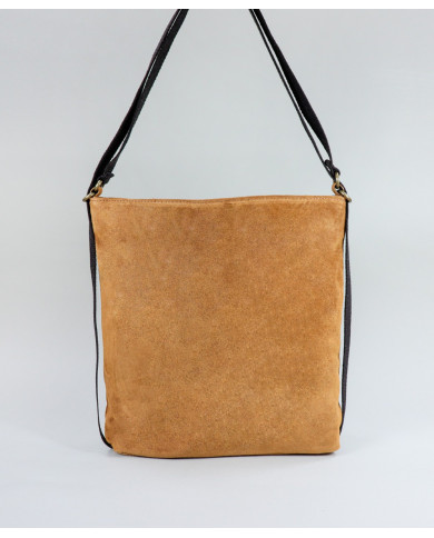 Mala Camel em Pele Convertível em Mochila