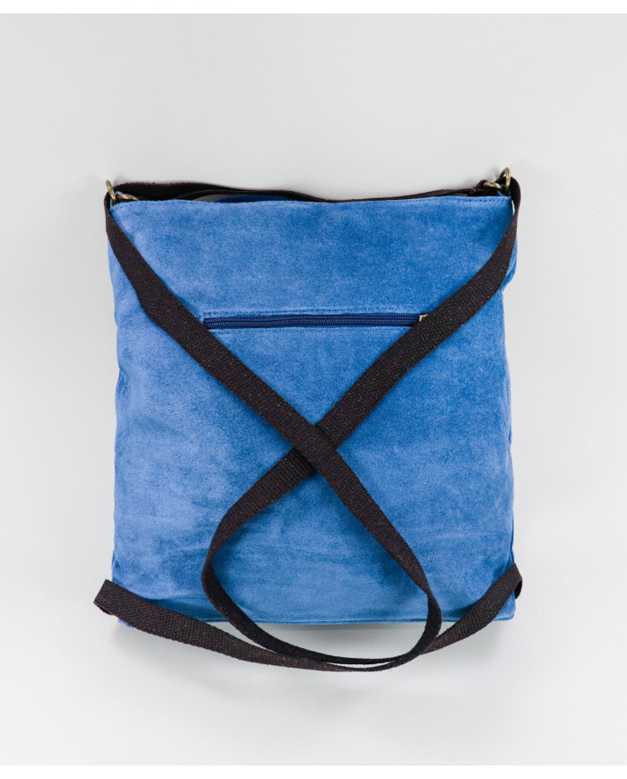 Mala Azul em Pele Convertível em Mochila