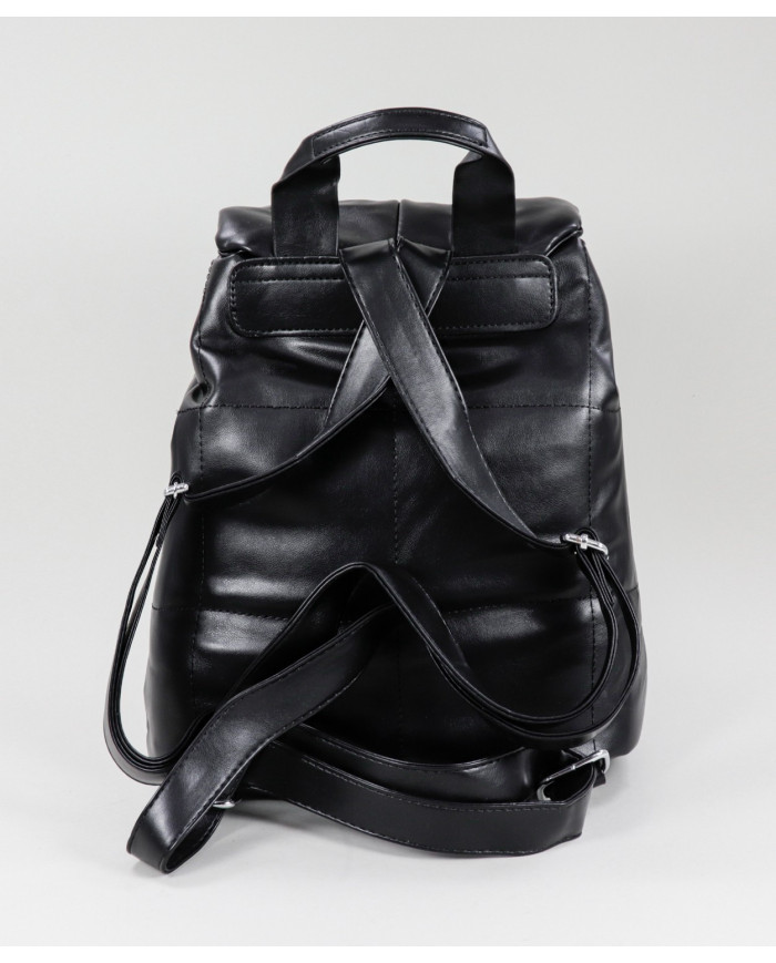 Mochila Preta com Cordões Ajustáveis