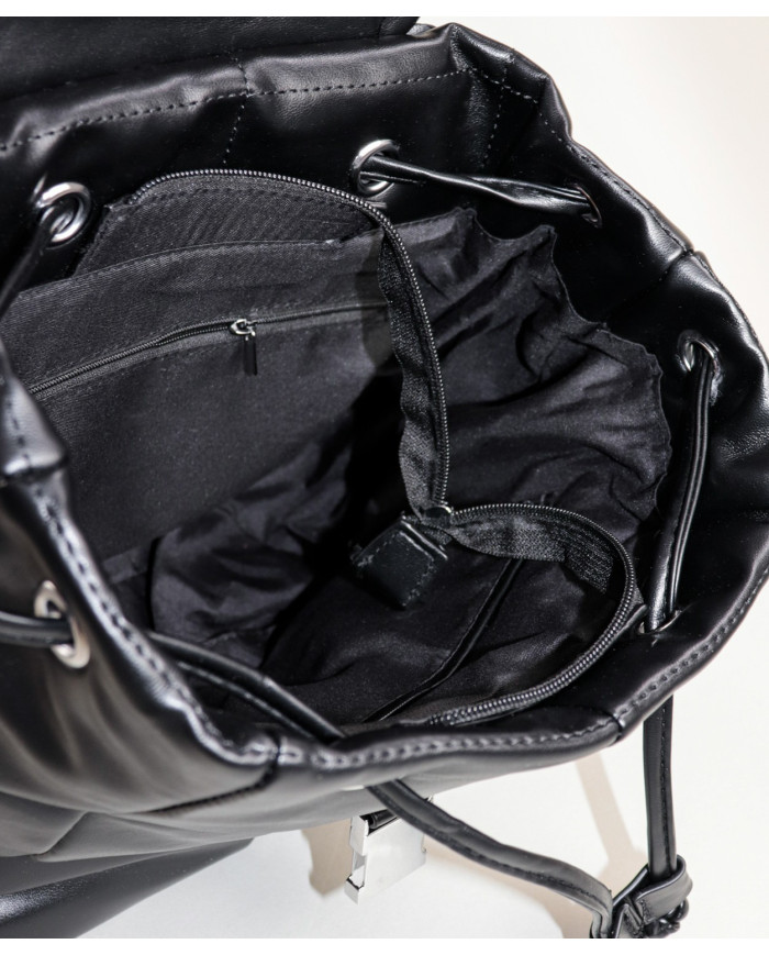 Black Backpack with Adjustable Cords