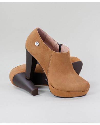Camel Ankle Boots High Ginova Elegant
