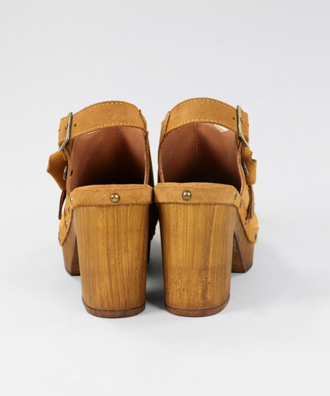 Sandálias de Senhora Ginova Camel com Laço