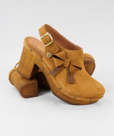 Sandálias de Senhora Ginova Camel com Laço