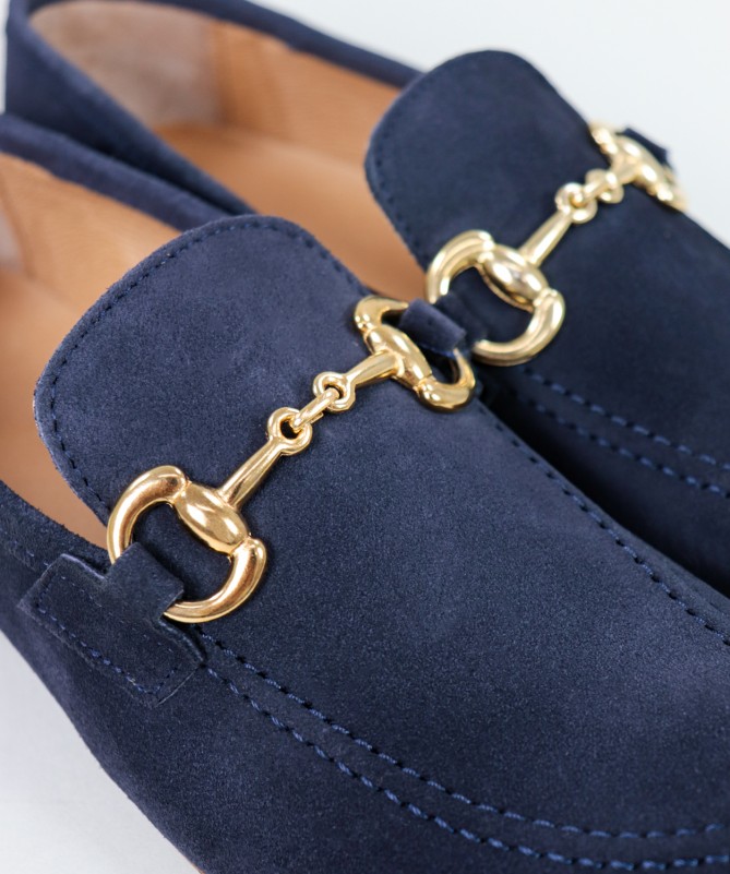 Sapatos Rasos Azuis Ginova de Mulher com Aplicação Dourada