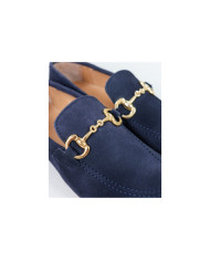 Sapatos Rasos Azuis Ginova de Mulher com Aplicação Dourada