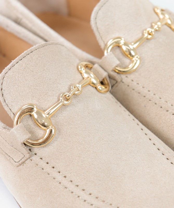 Sapatos Rasos Taupe Ginova de Mulher com Aplicação Dourada