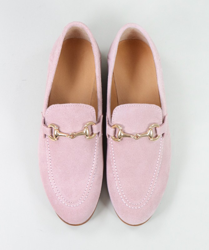 Sapatos Rasos Rosa Ginova de Mulher com Aplicação Dourada