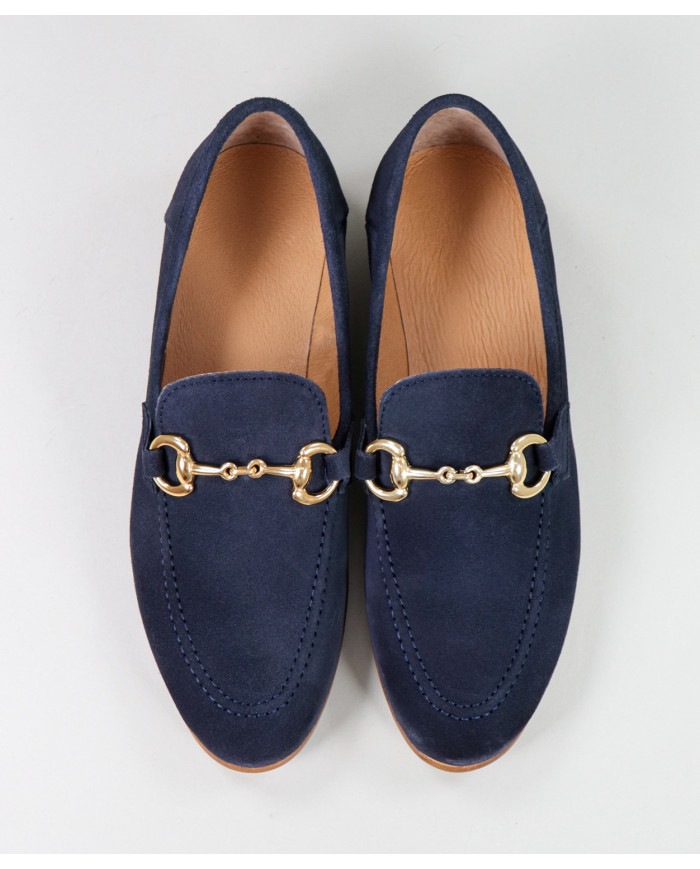 Women's Blue Rase Shoes Ginova with Golden Application