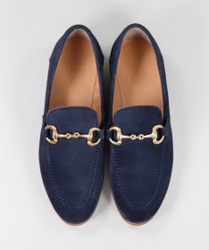 Sapatos Rasos Azuis Ginova de Mulher com Aplicação Dourada
