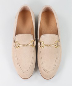 Sapatos Rasos Taupe Ginova de Mulher com Aplicação Dourada
