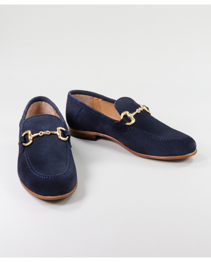 Women's Blue Rase Shoes Ginova with Golden Application