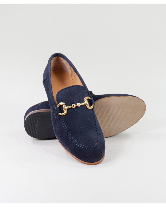 Women's Blue Rase Shoes Ginova with Golden Application