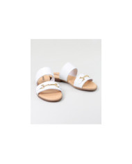 White Lady Slippers with Golden Applique