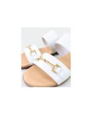 White Lady Slippers with Golden Applique