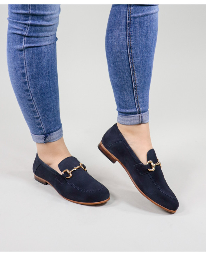 Women's Blue Rase Shoes Ginova with Golden Application