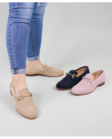 Sapatos Rasos Ginova de Mulher com Aplicação Dourada