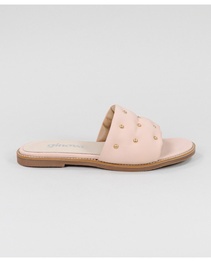 Women's Clear Pink Slippers Ginova with Golden Appliques