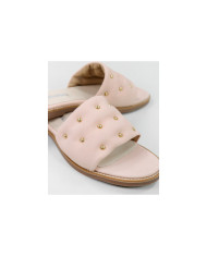 Women's Clear Pink Slippers Ginova with Golden Appliques