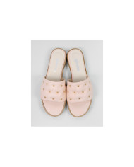 Women's Clear Pink Slippers Ginova with Golden Appliques