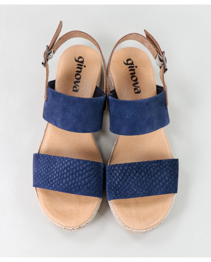 Sandálias Azul de Senhora Ginova com Tiras