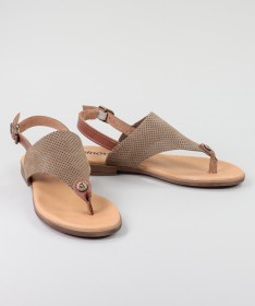 Sandálias Taupe de Senhora Ginova com Tira Triangular Perfurada