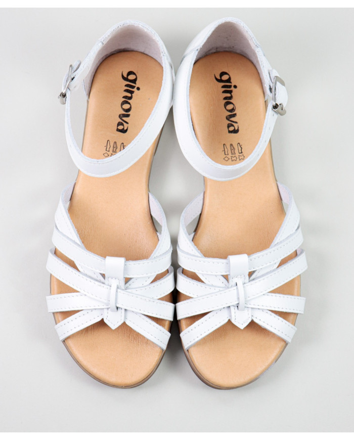 Sandalias de Madame Ginova con rayas cruzadas en la piel