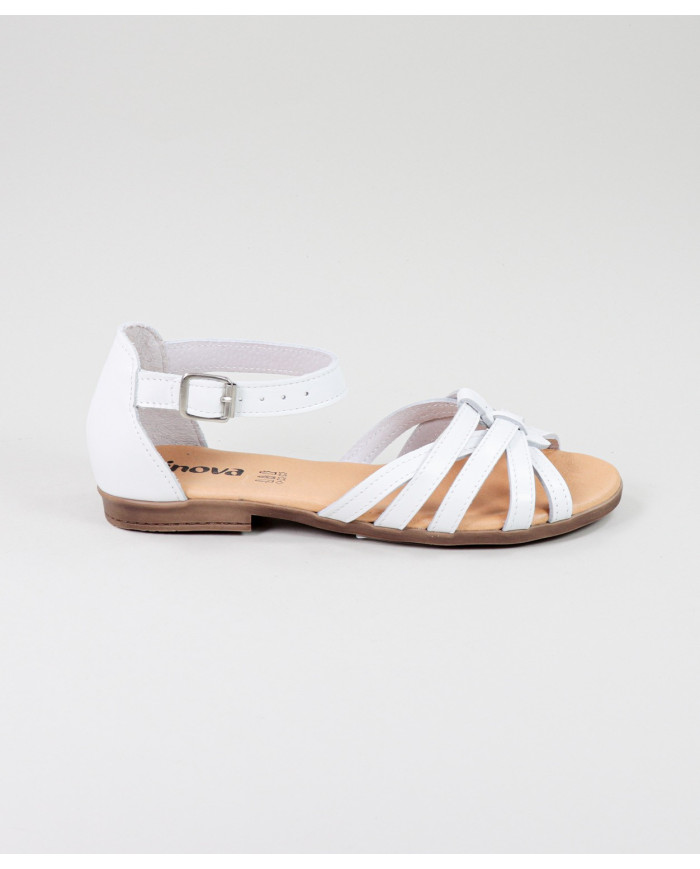 Sandalias de Madame Ginova con rayas cruzadas en la piel