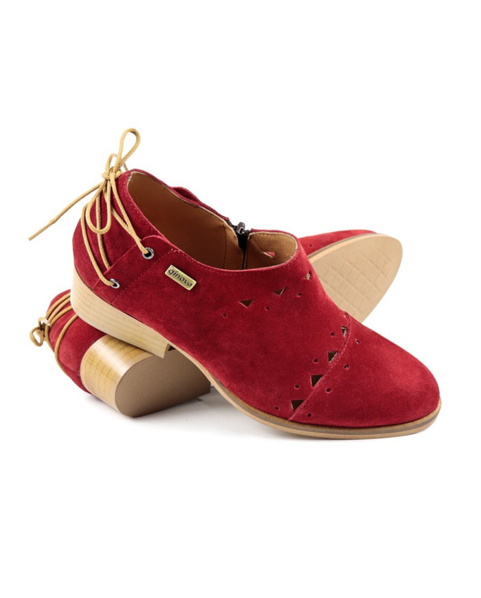 Botins de Senhora Vermelhos Ginova com Atacador Atrás