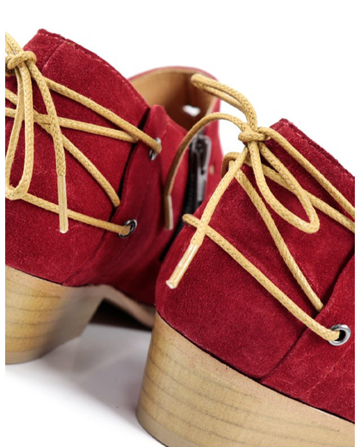 Botins de Senhora Vermelhos Ginova com Atacador Atrás