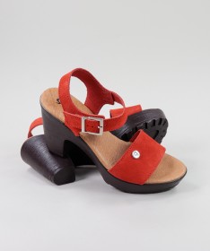 Sandálias Vermelhas de Senhora Ginova Ajustáveis